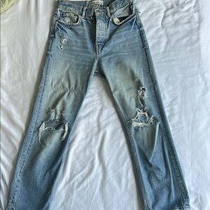 Zara Distressed Light Blue Ripped Jeans